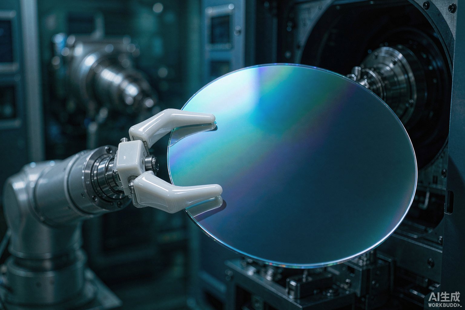 Ceramic end effector handling a silicon wafer