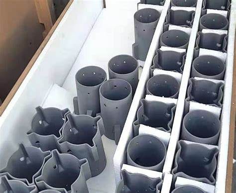 Silicon carbide protection tubes packed for shipment