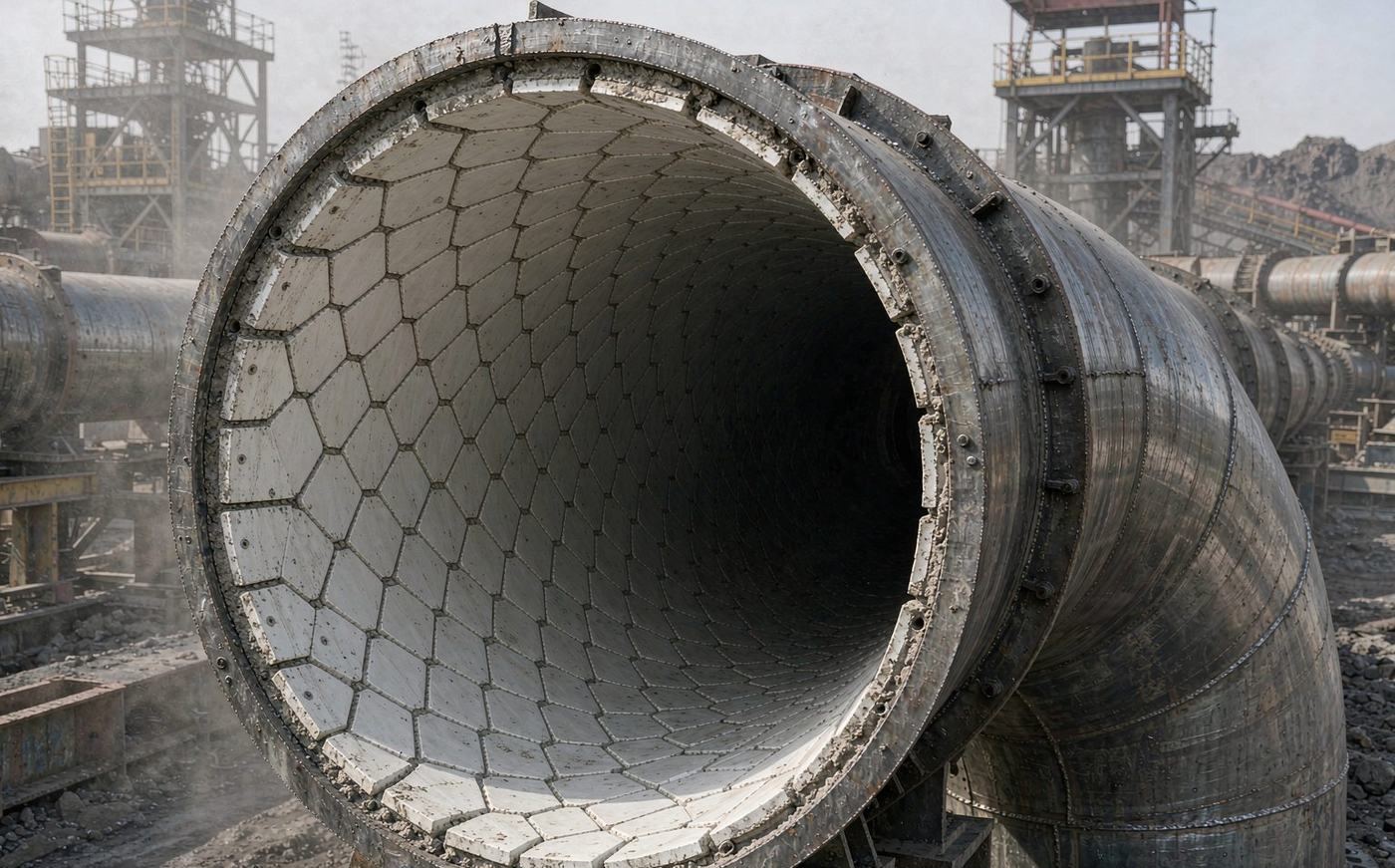 Ceramic-tile-lined slurry pipe elbow